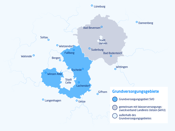 Versorgungsgebiet Wasser Celle und Uelzen.