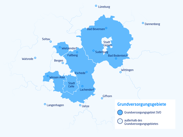 Grundversorgungsgebiet Erdgas für Celle und Uelzen.